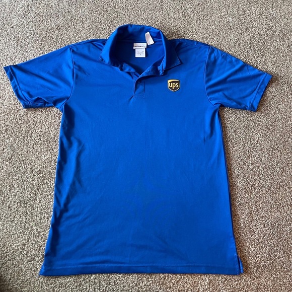 UPS United Parcel Service Polo Shirt BLUE Short Sleeve Mens M WEARGUARD uniform - Picture 1 of 4